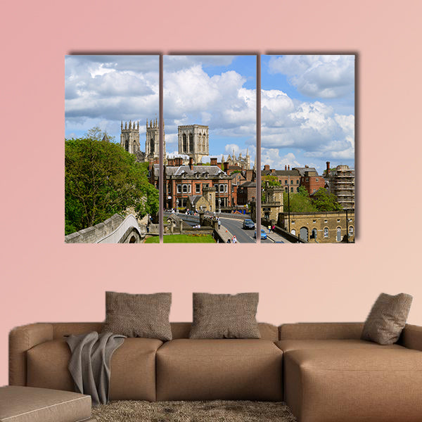 Historical York city center viewed from York City wall Multi panel canvas wall art