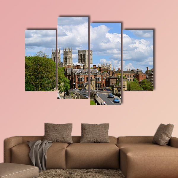 Historical York city center viewed from York City wall Multi panel canvas wall art