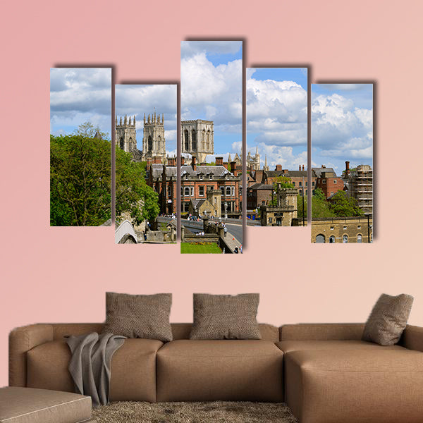 Historical York city center viewed from York City wall Multi panel canvas wall art