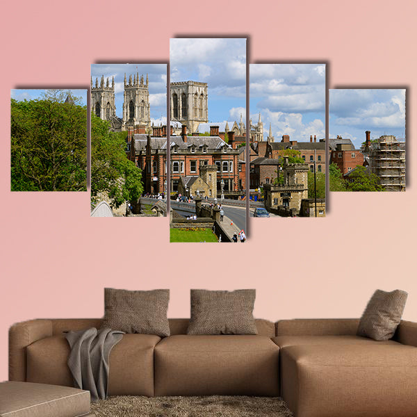 Historical York city center viewed from York City wall Multi panel canvas wall art