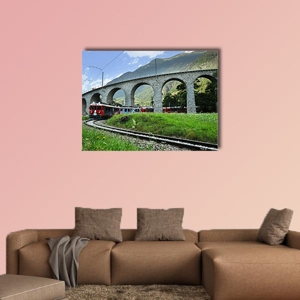 Swiss Red Train Bernina Express at Buzz Viaduct, Italy & Switzerland wall art
