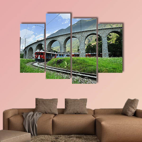 Swiss Red Train Bernina Express at Buzz Viaduct, Italy & Switzerland wall art