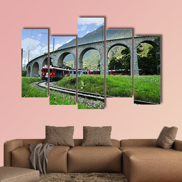 Swiss Red Train Bernina Express at Buzz Viaduct, Italy & Switzerland wall art