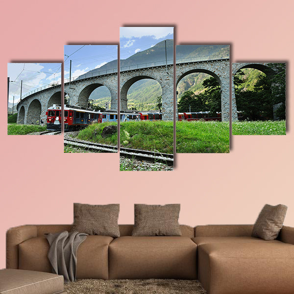 Swiss Red Train Bernina Express at Buzz Viaduct, Italy & Switzerland wall art
