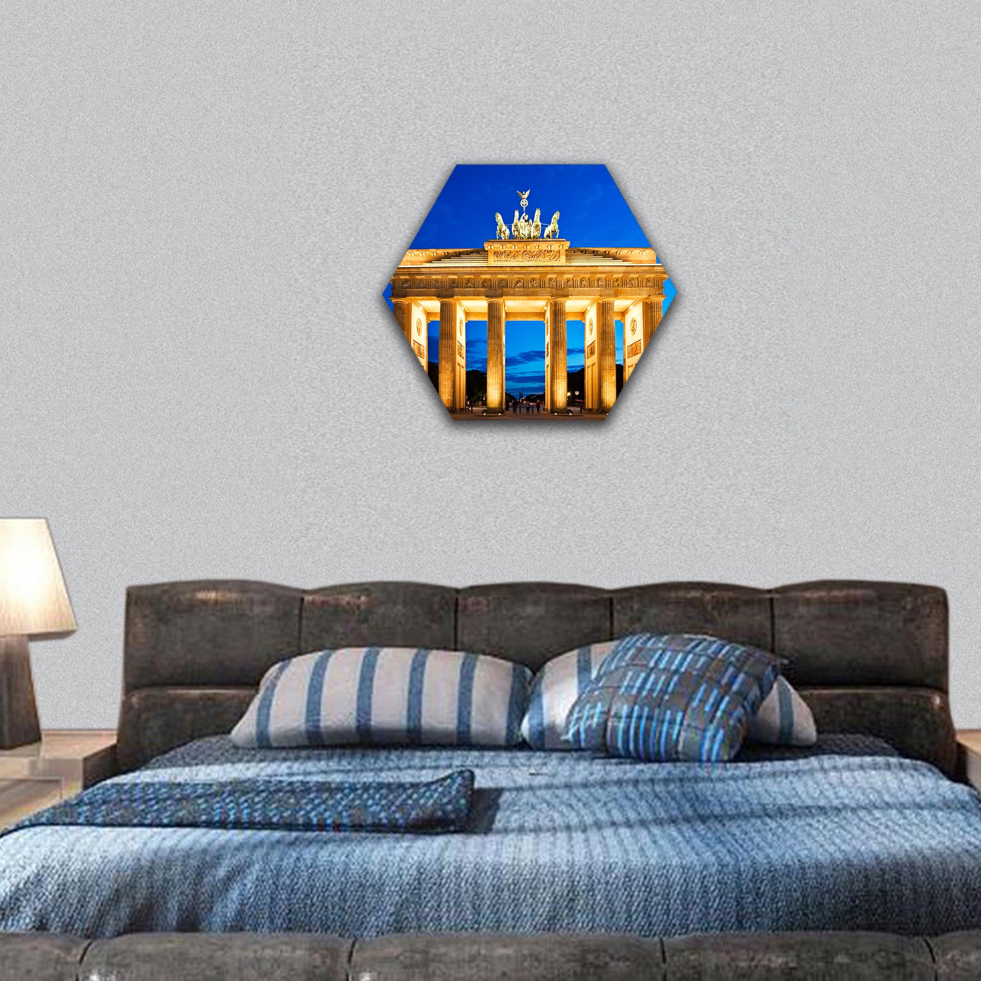 Brandenburg Gate in Berlin at night Germany hexagonal canvas wall art