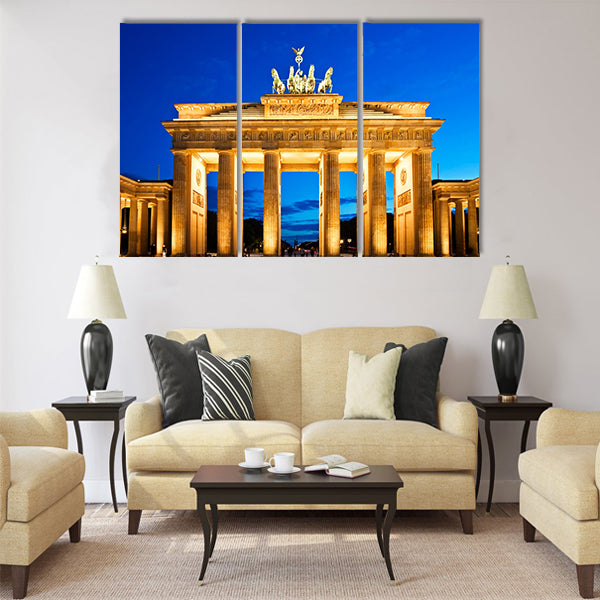 Brandenburg Gate in Berlin night. Deutschland multi panel canvas wall art