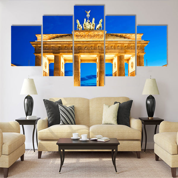 Brandenburg Gate in Berlin night. Deutschland multi panel canvas wall art