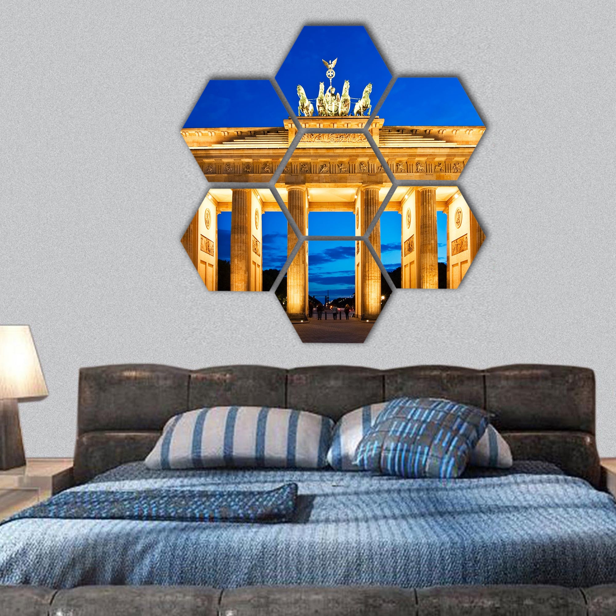 Brandenburg Gate in Berlin at night Germany hexagonal canvas wall art