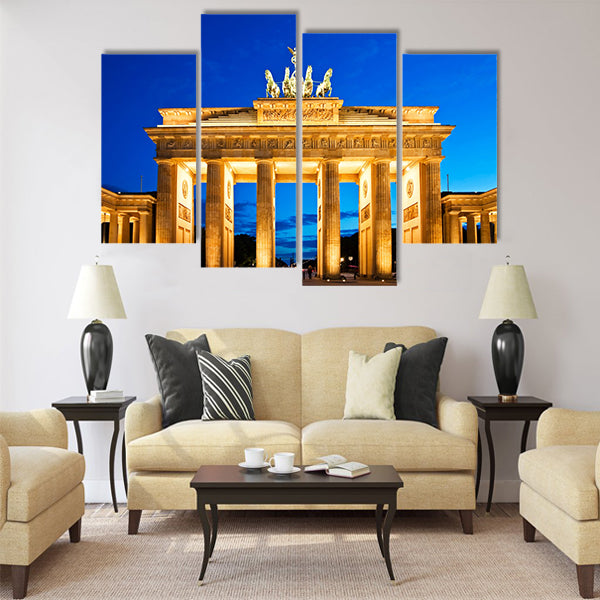 Brandenburg Gate in Berlin at night. Germany Multi Panel Canvas Wall Art