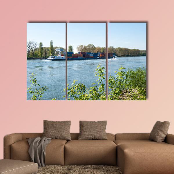 Barge for container transport on the Rhine River wall art