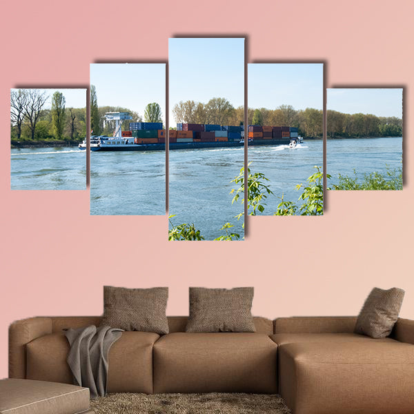Barge for container transport on the Rhine River wall art