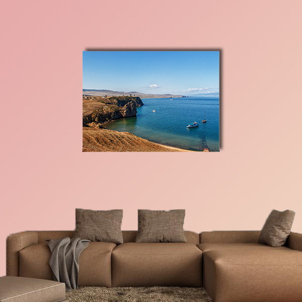 Landscape with the image of the rocky coast of lake Baikal wall art