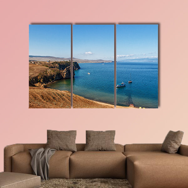 Landscape with the image of the rocky coast of lake Baikal wall art