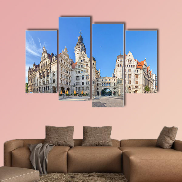 View on New town hall, Saxony, Germany multi panel canvas wall art