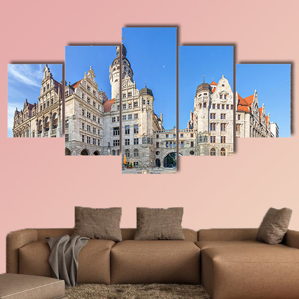 View on New town hall, Saxony, Germany multi panel canvas wall art