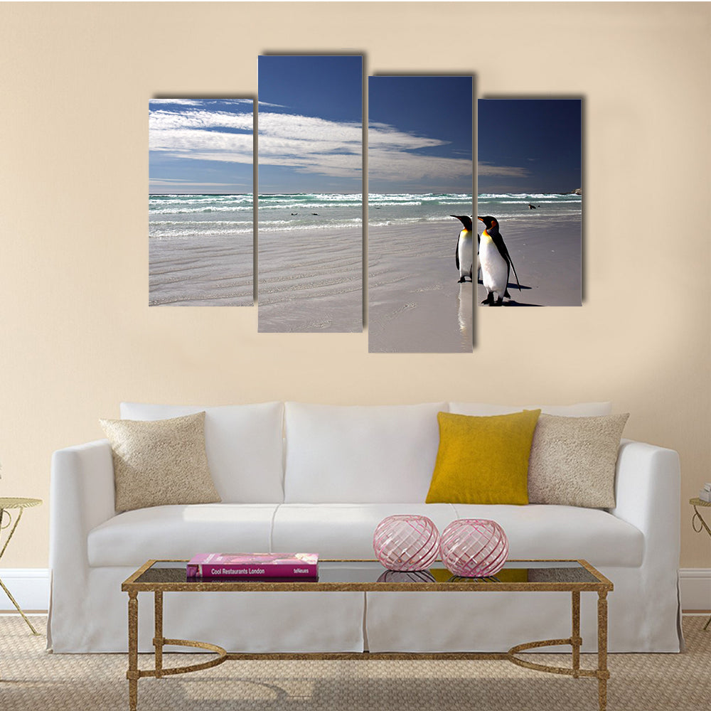 King Penguins at Volunteer Point on the Falkland Islands Multi Panel Canvas wall Art