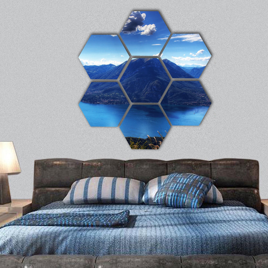 Como Lake with Lugano Lake  hexagonal canvas wall art
