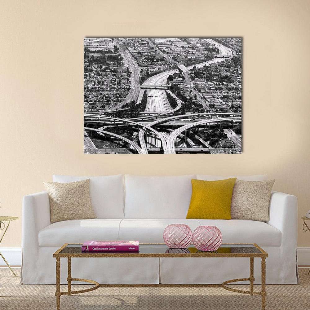 highway crossing at los Angeles airport multi panel canvas wall art
