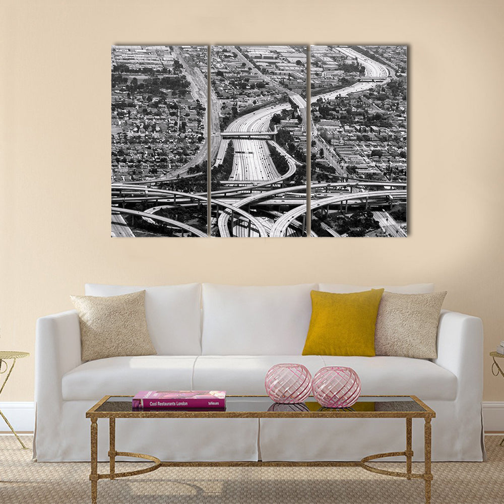 highway crossing at los Angeles airport multi panel canvas wall art
