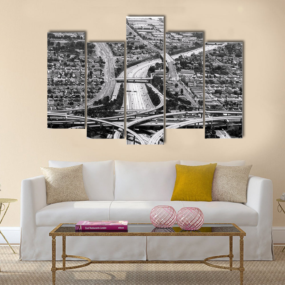 highway crossing at los Angeles airport multi panel canvas wall art