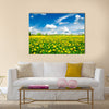 Meadow with yellow dandelions. Multi panel canvas wall art