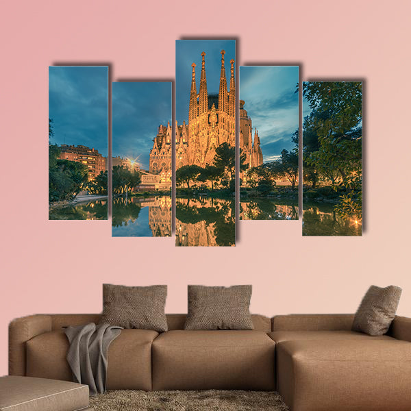 Barcelona, Catalonia, Spain, Basicila and Expiatory Church multi panel canvas wall art