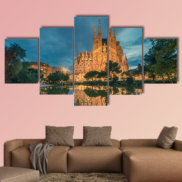 Barcelona, Catalonia, Spain, Basicila and Expiatory Church multi panel canvas wall art
