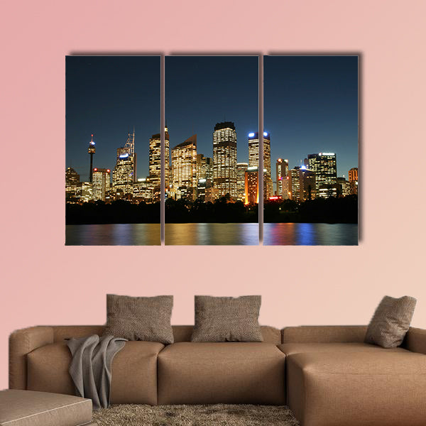 Sydney City at night multi panel canvas wall art