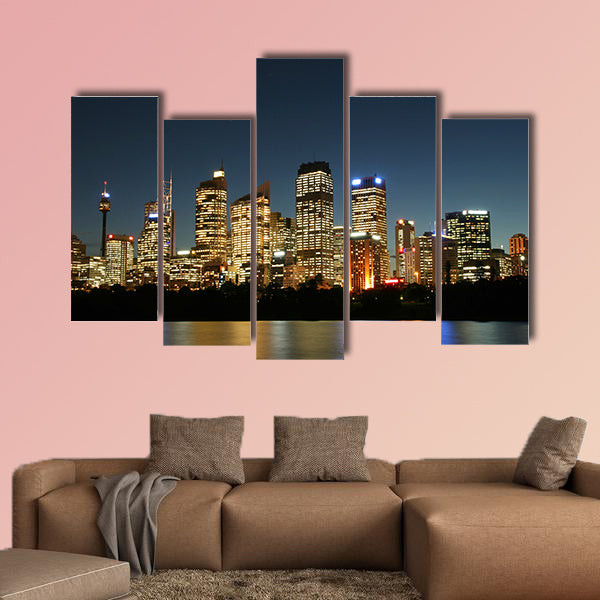 Sydney City at night multi panel canvas wall art