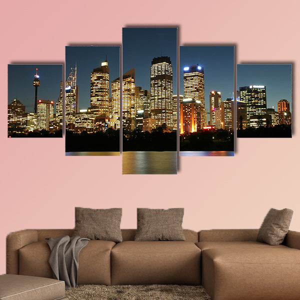 Sydney City at night multi panel canvas wall art