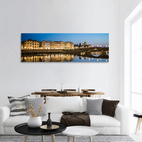 Reflections in the arno river panoramic canvas wall art