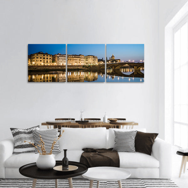 Reflections in the arno river panoramic canvas wall art