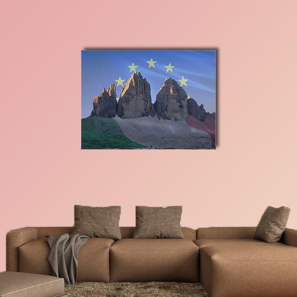 Dolomites flags series; Tre Cime di Lavaredo - Europe & Italy Multi panel canvas wall art
