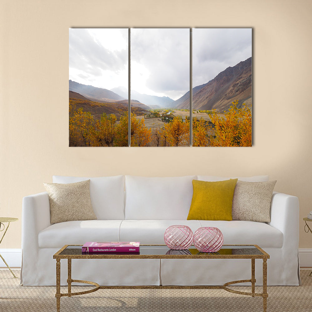 Golden Autumn In Phander Valley, Phander Lake, multi panel canvas wall art
