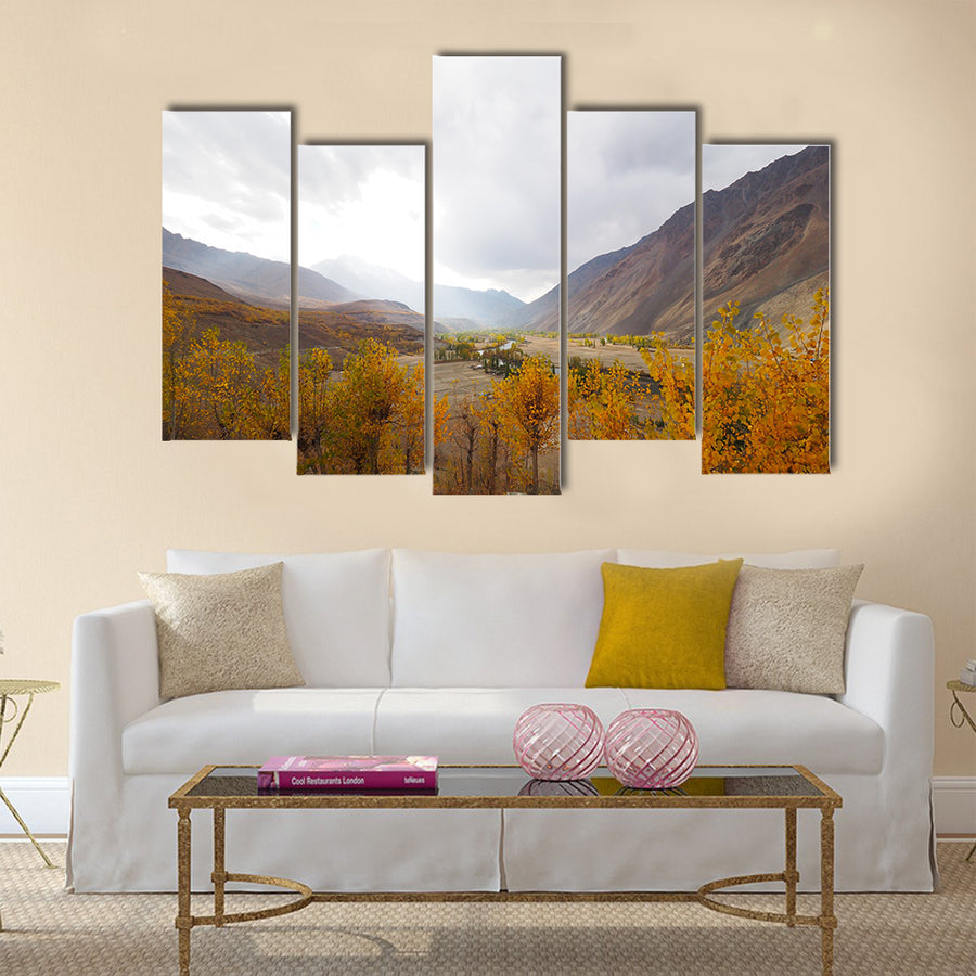 Golden Autumn In Phander Valley, Phander Lake, multi panel canvas wall art