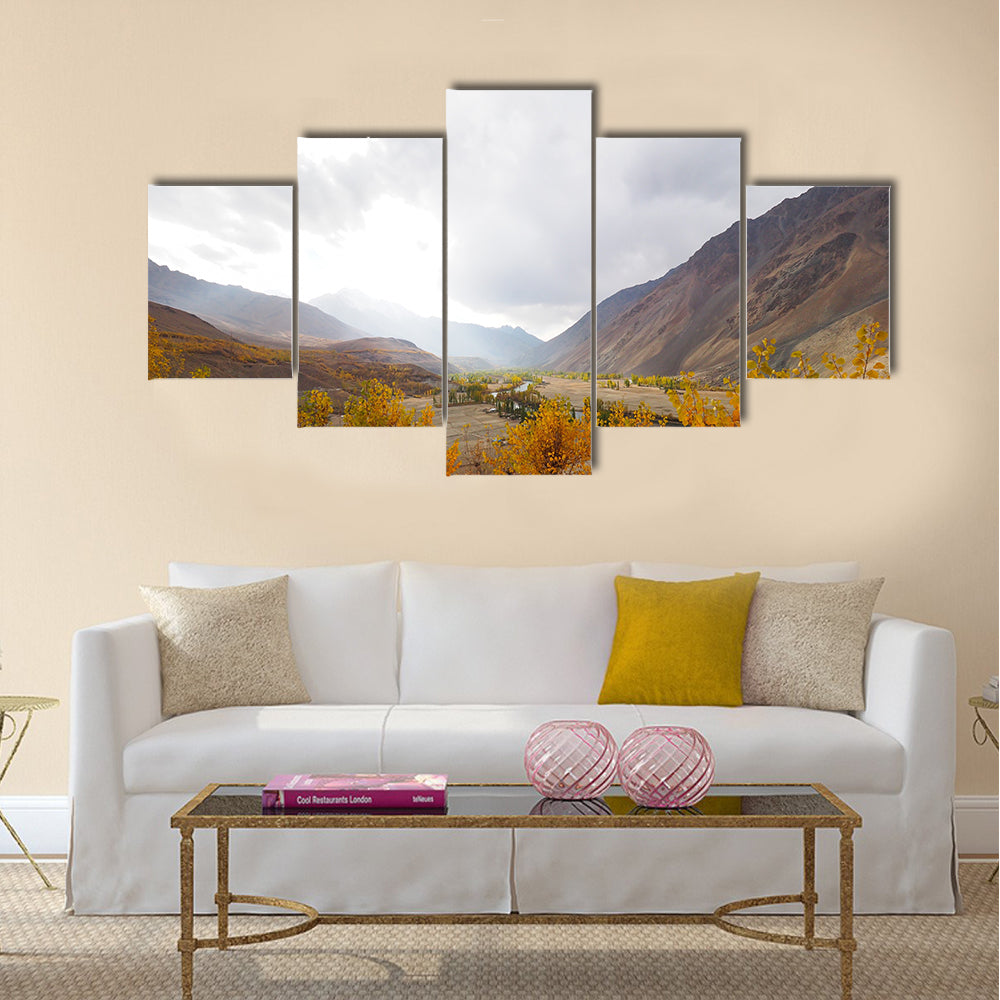 Golden Autumn In Phander Valley, Phander Lake, multi panel canvas wall art