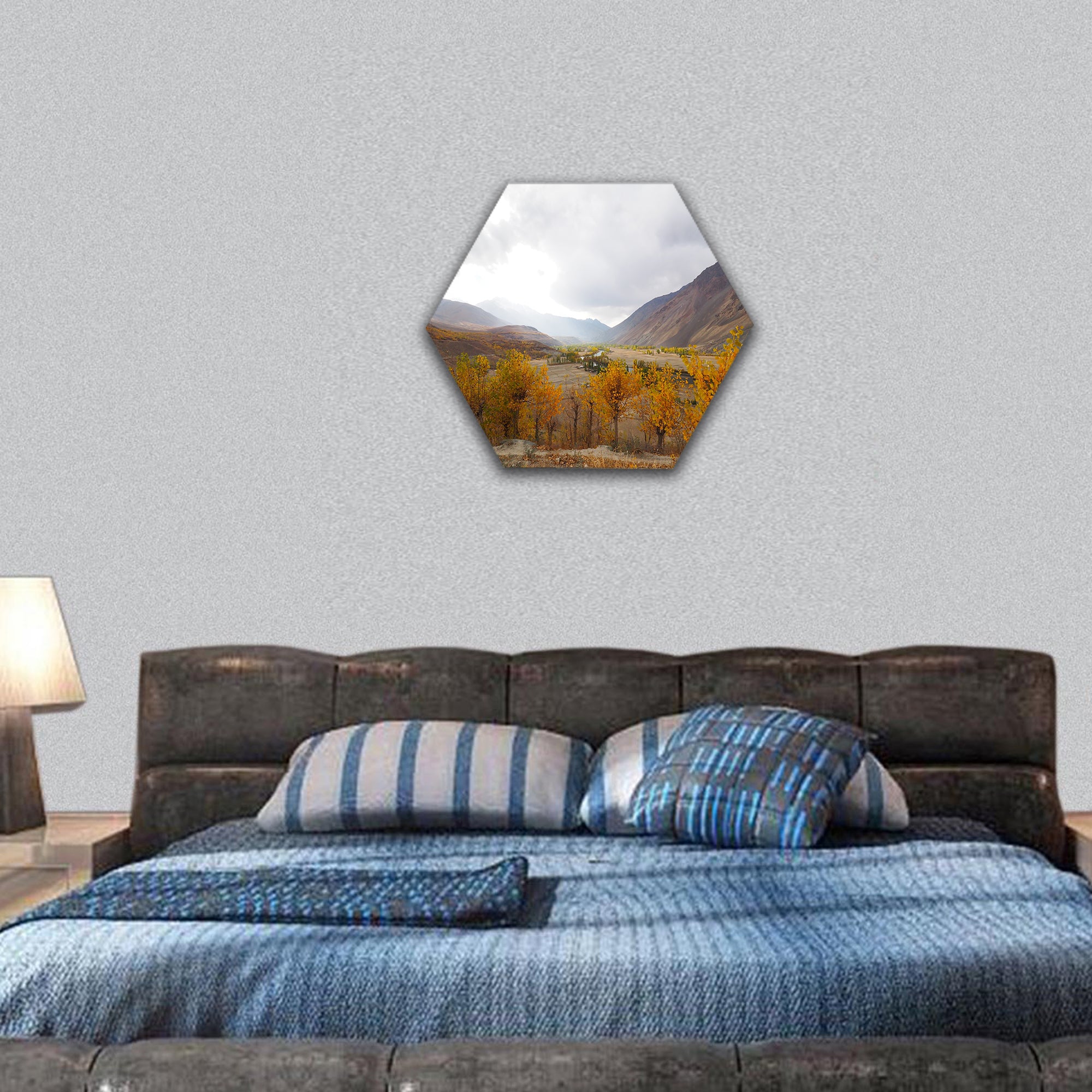Autumn In Phander Valley, Phander Lake, hexagonal canvas wall art