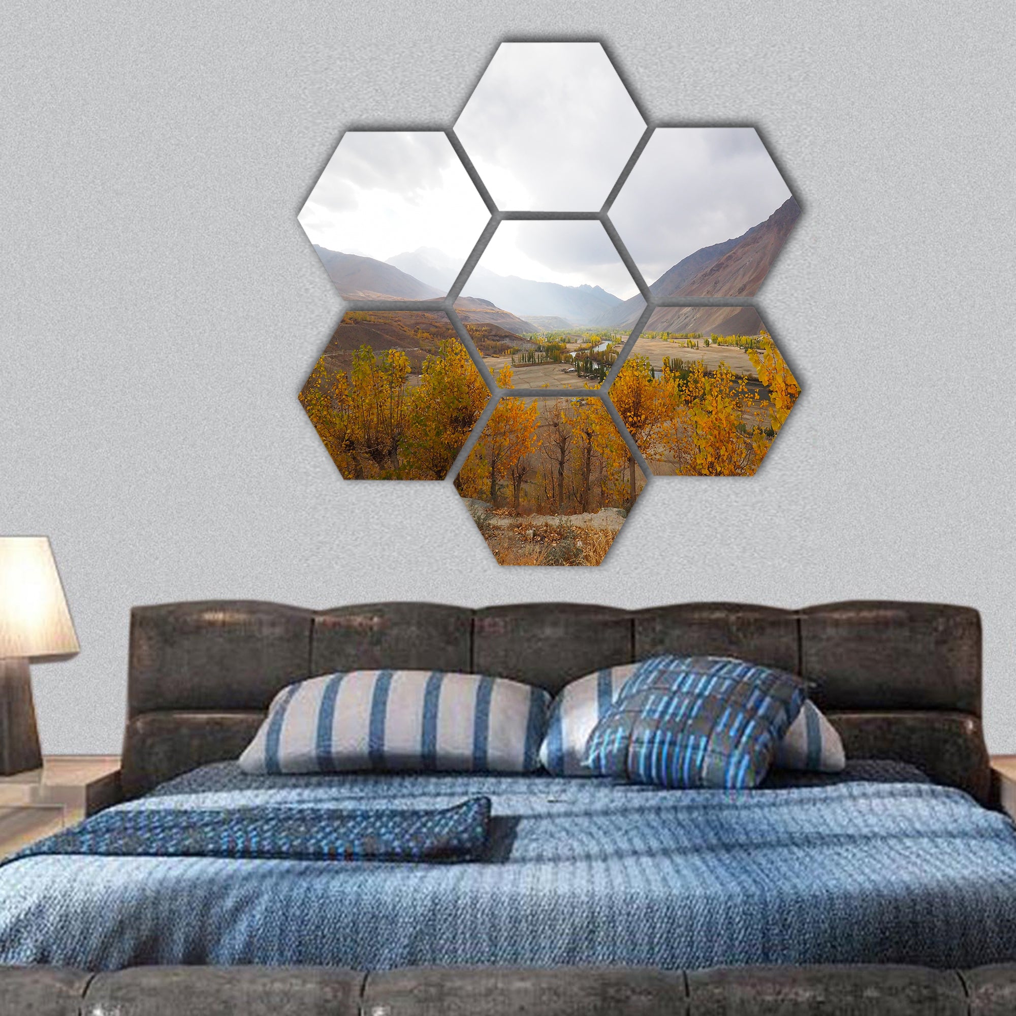 Autumn In Phander Valley, Phander Lake, hexagonal canvas wall art