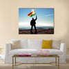 Bolivia flag on top of the mountain peak Multi panel canvas wall art