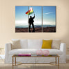 Bolivia flag on top of the mountain peak Multi panel canvas wall art