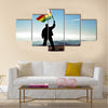 Bolivia flag on top of the mountain peak Multi panel canvas wall art