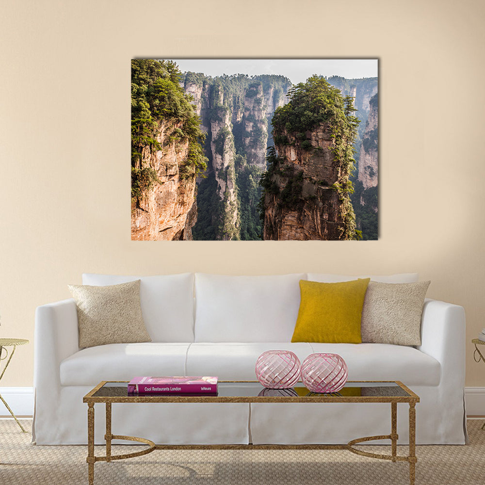 karst pillars at wulingyuan national park, zhangjiajie, hunan province, china  multi panel canvas wall art