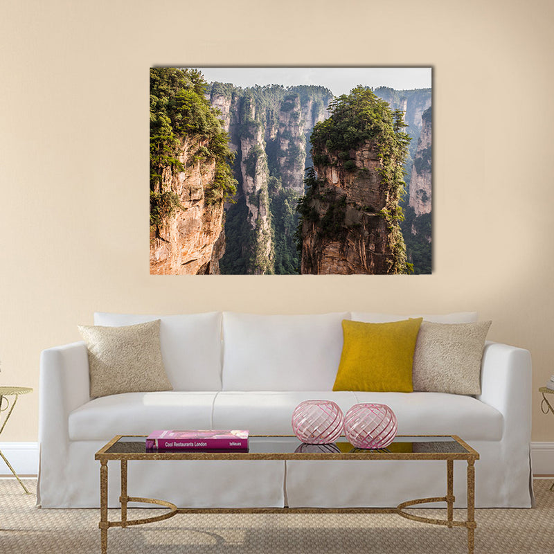 karst pillars at wulingyuan national park, zhangjiajie, hunan province, china multi panel canvas wall art