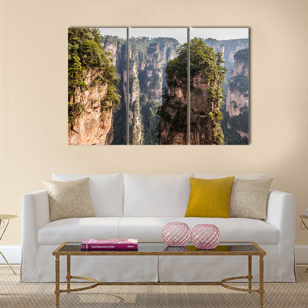 karst pillars at wulingyuan national park, zhangjiajie, hunan province, china  multi panel canvas wall art