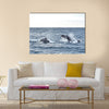 Humpback whales in wildlife swimming in the ocean during seasonal migration Multi panel canvas wall art