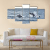 Humpback whales in wildlife swimming in the ocean during seasonal migration Multi panel canvas wall art