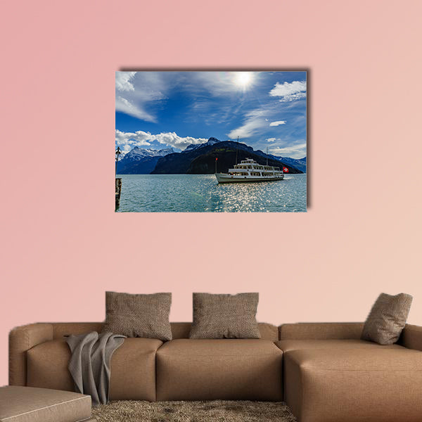 Cruise ship on Lake Lucerne, Switzerland Multi panel canvas wall art