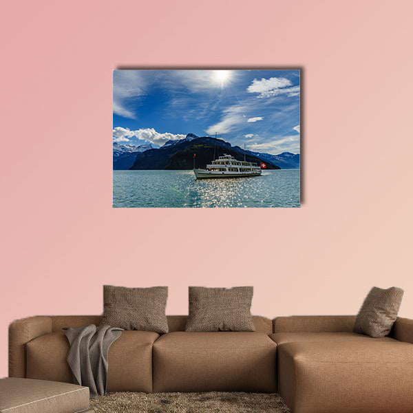 Cruise ship on Lake Lucerne, Switzerland multi panel canvas wall art
