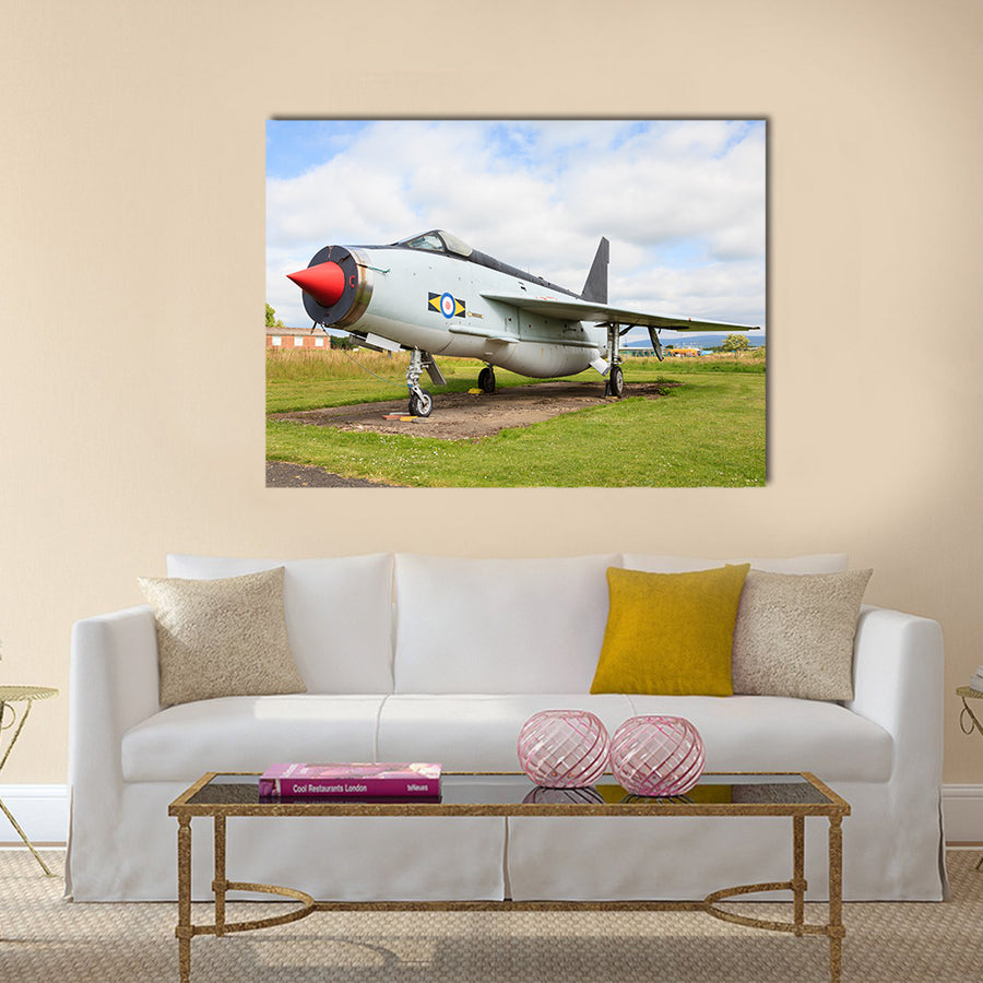 English Electric Lightning F53 ZF583 is seen at Solway Aviation Museum multi panel canvas wall art