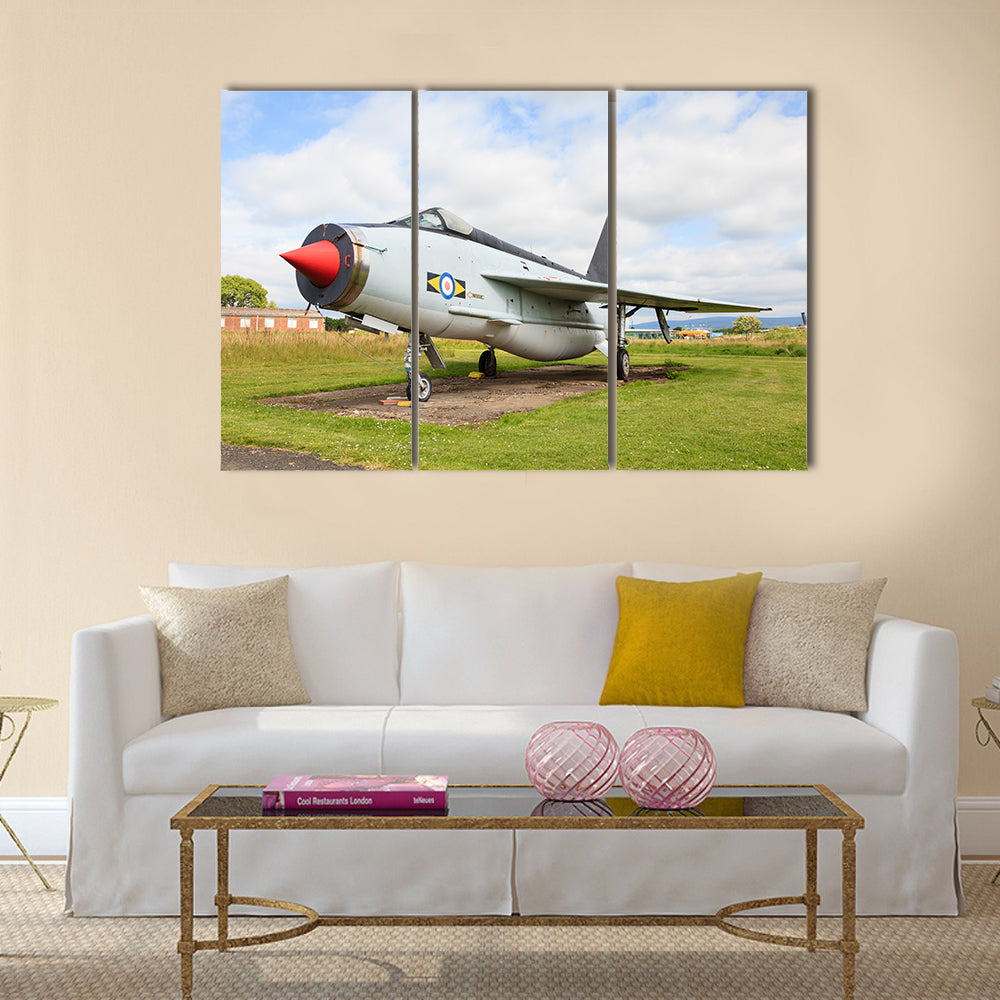 English Electric Lightning F53 ZF583 is seen at Solway Aviation Museum multi panel canvas wall art